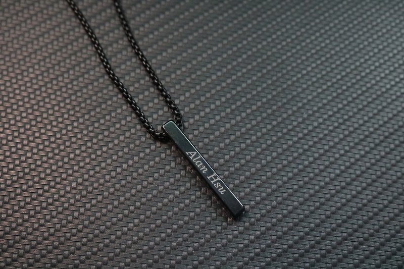 Black personalized necklace with free lettering design logo can be boxed - Necklaces - Other Metals Black
