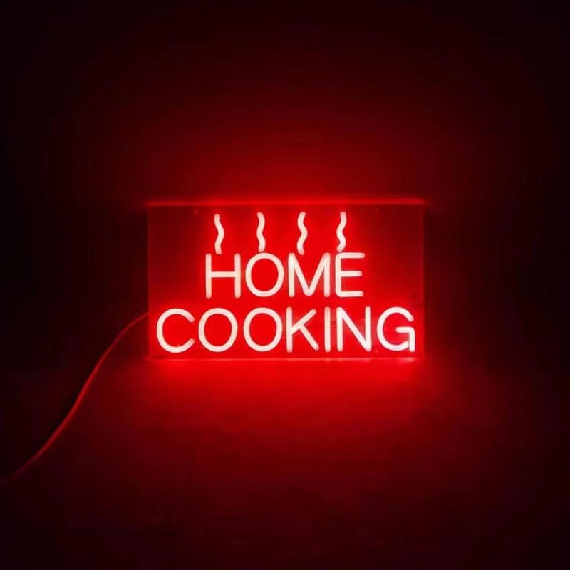 HOME COOKING LED Neon Sign Night Light for Bar Pub Party Business Logo - Lighting - Acrylic Transparent