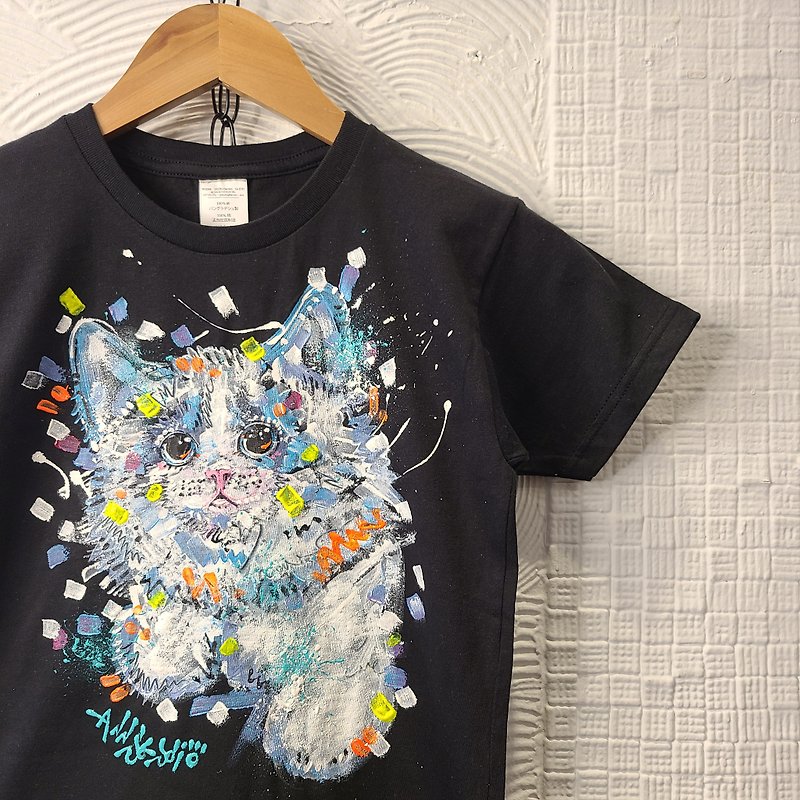 ANNSTUDIO hand-painted custom clothing kitty cat welcome to discuss custom T-shirts