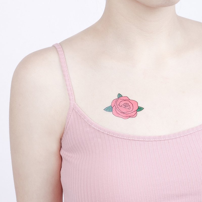 刺青紋身貼紙 / 粉紅玫瑰 Surprise Tattoos - 紋身貼紙 - 紙 粉紅色
