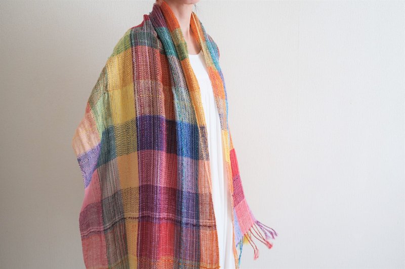 大判リネンコットンストール　花束　ウォールアート　タペストリー　Shawl (L) 47　【受注制作】　錄取  畢業　母親節　禮物　生日禮物 - 絲巾 - 棉．麻 多色