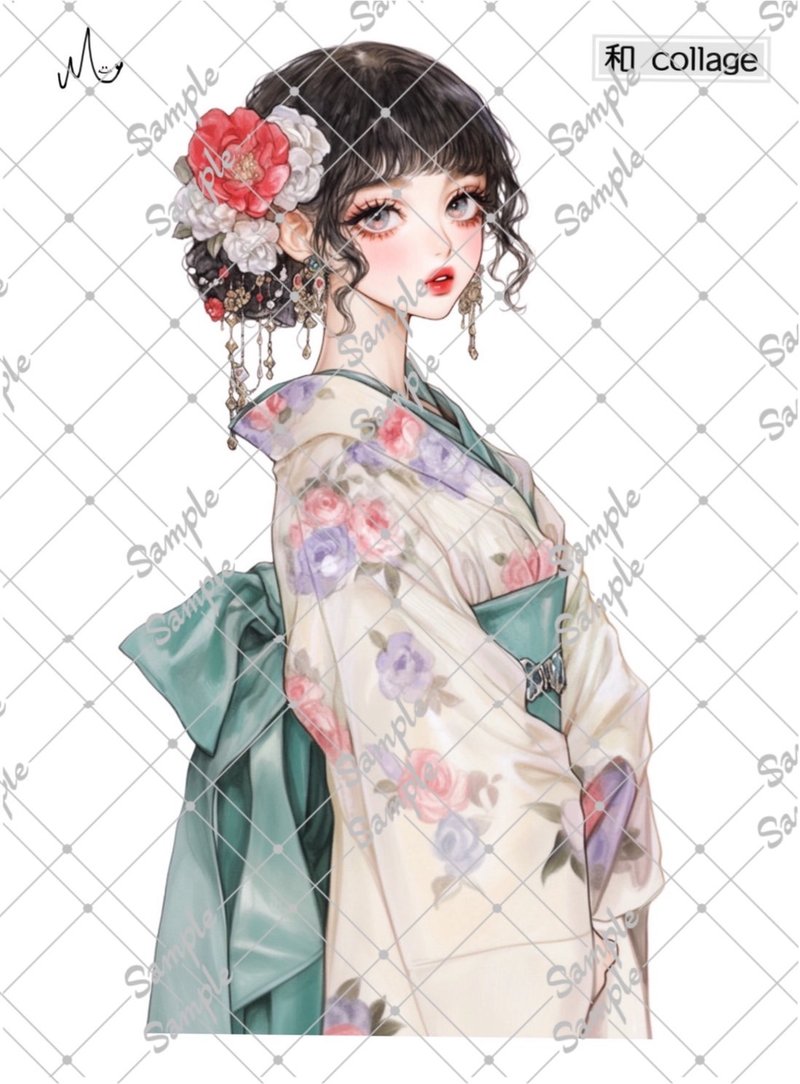 原創人物貼紙 和風系列 期間限定至1月10日 - 貼紙 - 紙 
