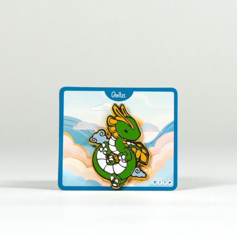 Bellzi | Longyi - Float 龍徽章-飄浮 - 徽章/別針 - 琺瑯 綠色