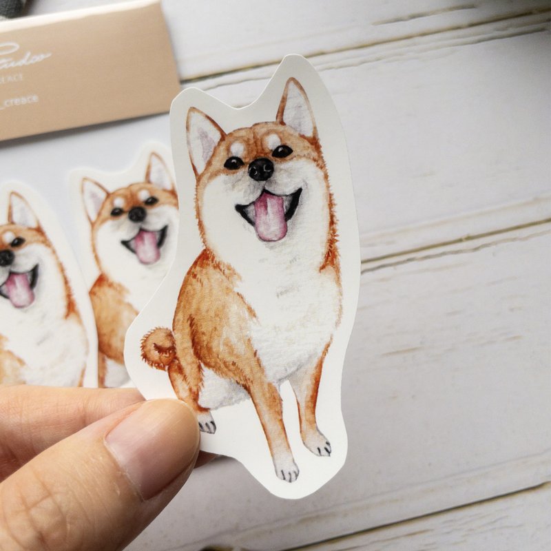 Puppy Series Sticker-Sticker,Watercolor,illustrations,Sticker,shiba inu Sticker - สติกเกอร์ - กระดาษ สีนำ้ตาล