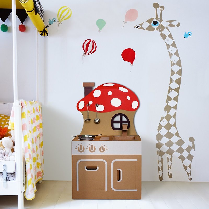 Mini kitchen (with mushroom backboard stickers) play home wine fun creative gifts green toys - Kids' Toys - Paper Brown