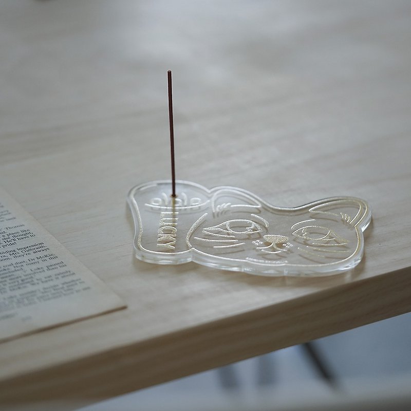 Good Luck Neko Acrylic dual-purpose coaster/incense holder - ที่รองแก้ว - อะคริลิค สีใส