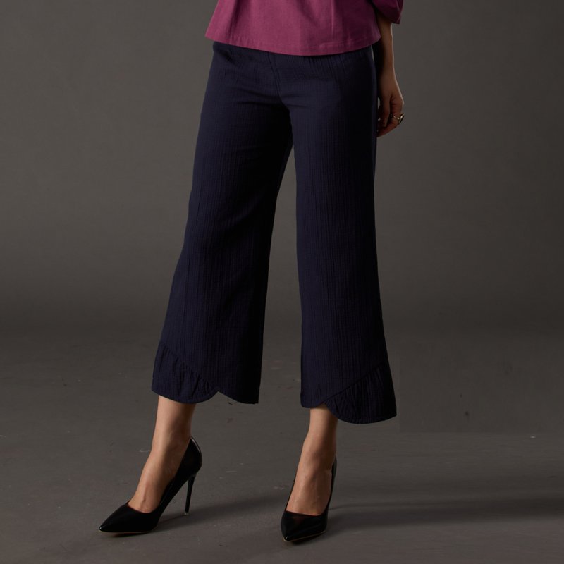 Classic beauty double-layer cotton wrinkle pants【18139】 - กางเกงขายาว - ผ้าฝ้าย/ผ้าลินิน 