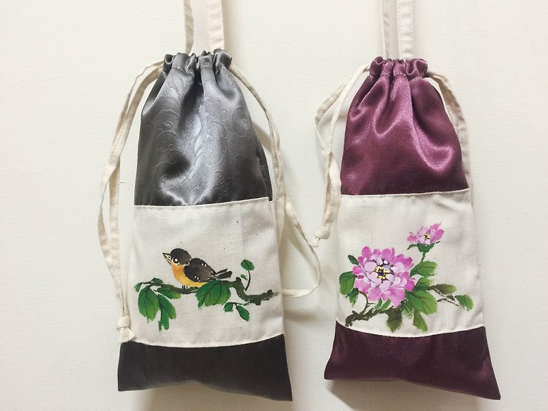 Kettle bag / beverage bag / side backpack / canteen bag / silver gray / hand-painted - Beverage Holders & Bags - Other Materials Silver