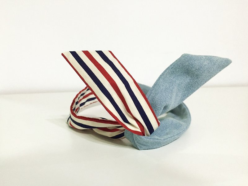 Memories mix / striped red and blue / soft iron wire iron wire headband headband - Headbands - Cotton & Hemp 
