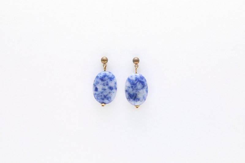 Ancient Fruit Candy-Blue and White Porcelain - Earrings & Clip-ons - Semi-Precious Stones Blue