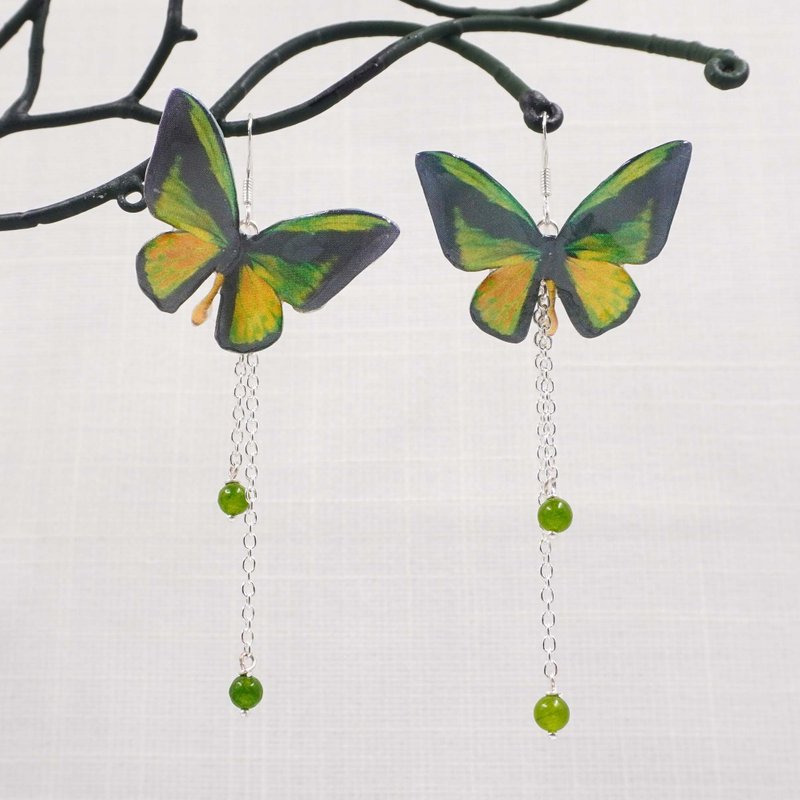 Mini Paper Butterfly & Bead Earrings - Earrings & Clip-ons - Paper Green