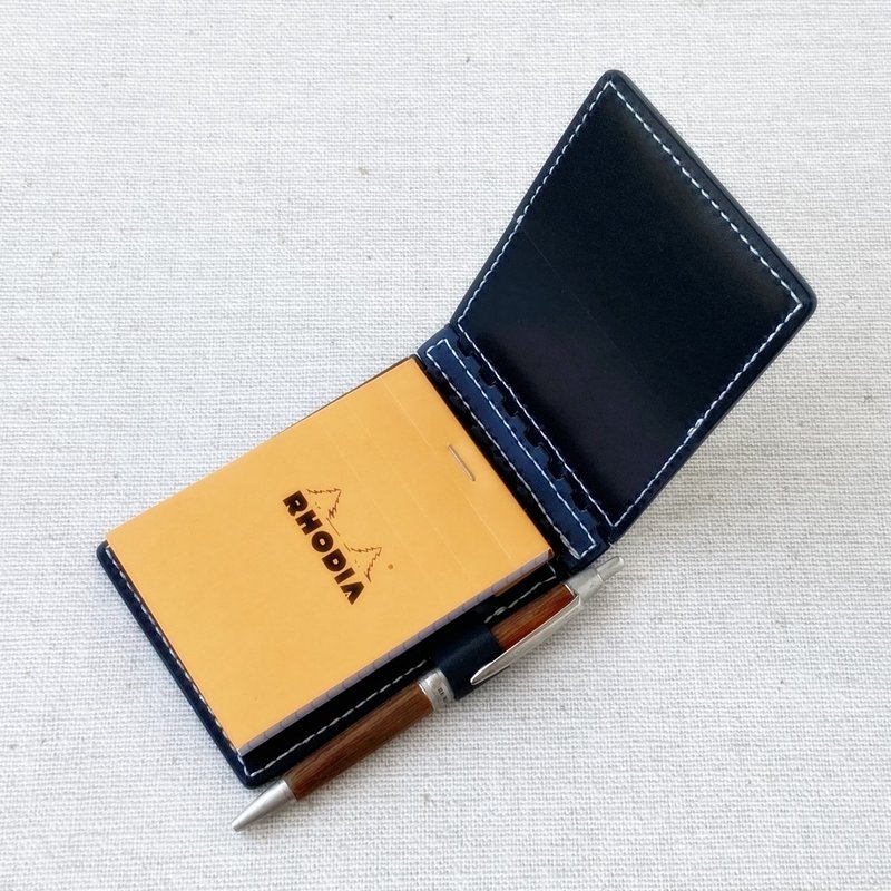 Leather hinge RHODIA No11 cover Navy - สมุดบันทึก/สมุดปฏิทิน - หนังแท้ สีน้ำเงิน