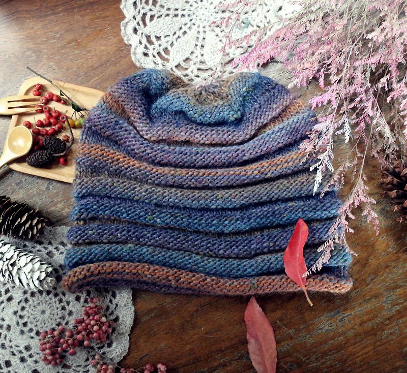Handmade手作-階梯層層-毛線編織毛帽 - 帽子 - 羊毛 