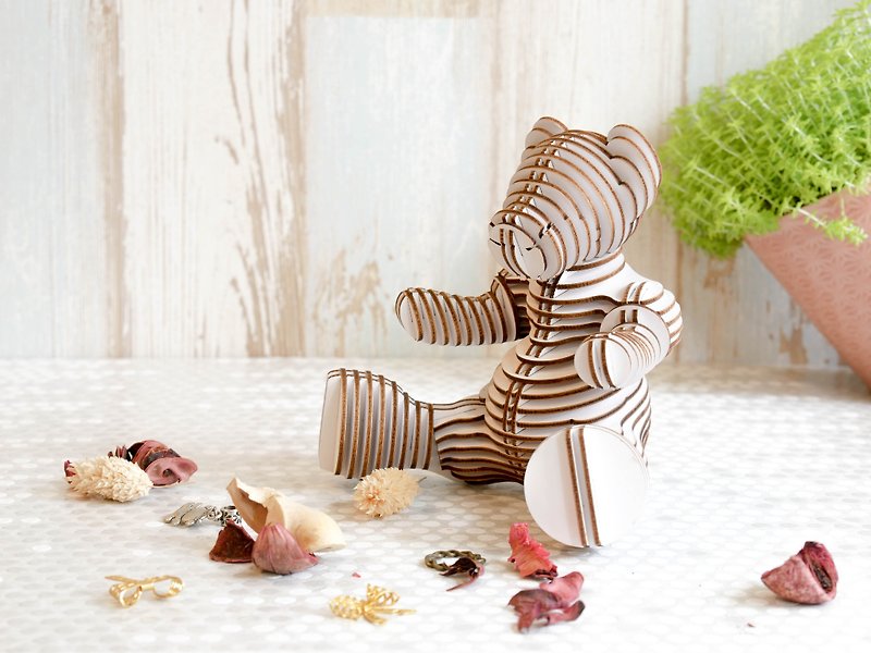 TEN TEN BEAR/3D Craft Gift/Valentine's Gift - Stuffed Dolls & Figurines - Paper White