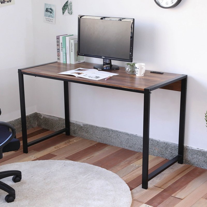 [Micro Slow] MIT 110 cm wide, heavy-duty, thick iron tube desk, computer desk, work desk - โต๊ะอาหาร - วัสดุอื่นๆ สีนำ้ตาล