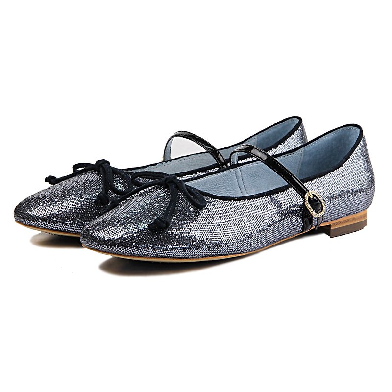 mary janes leather flats Galaxy W1073 Blue Leather - Mary Jane Shoes & Ballet Shoes - Genuine Leather Blue