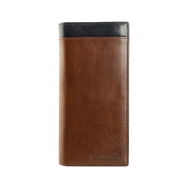 【Free Packing】Italian Vegetable Tanned Leather Leather Zipper Long Clip 12 Cards - Wallets - Genuine Leather Brown