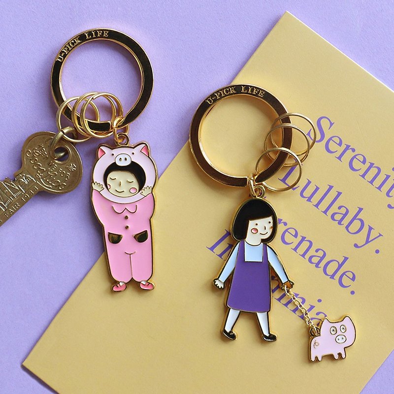 UPICK original life * series of pig button key cute key ring - Keychains - Other Metals Multicolor