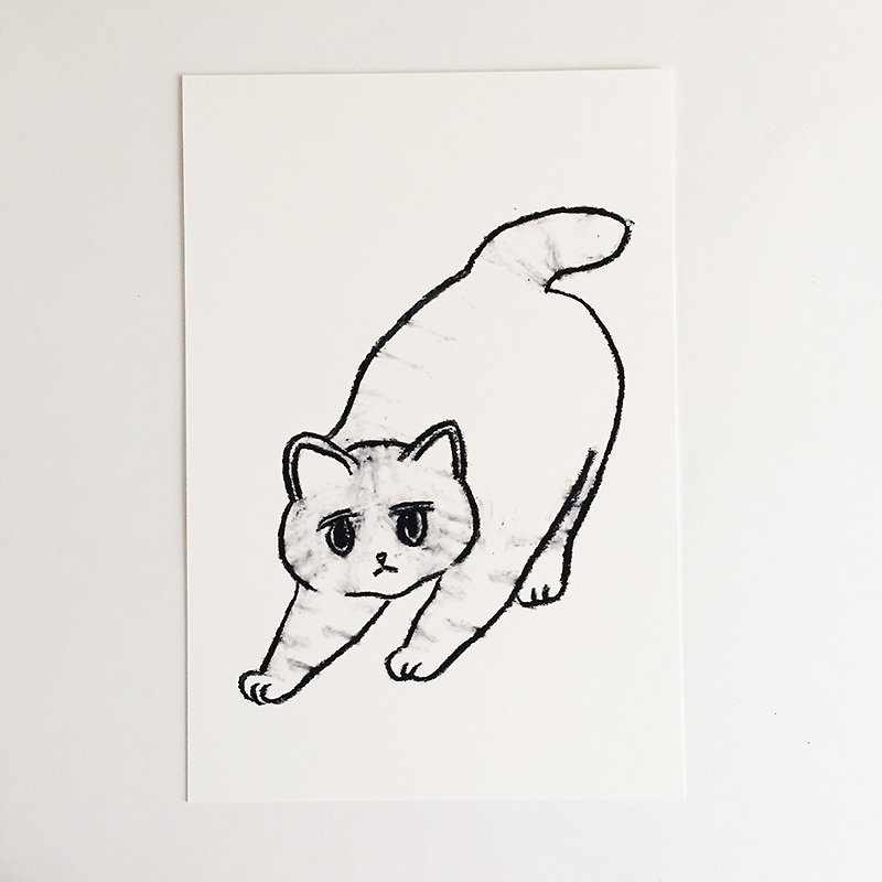 何かを見つけたネコのポストカード - カード・はがき - 紙 ホワイト