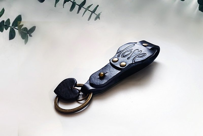 LOVE leather key ring charm [custom lettering] - Keychains - Genuine Leather 