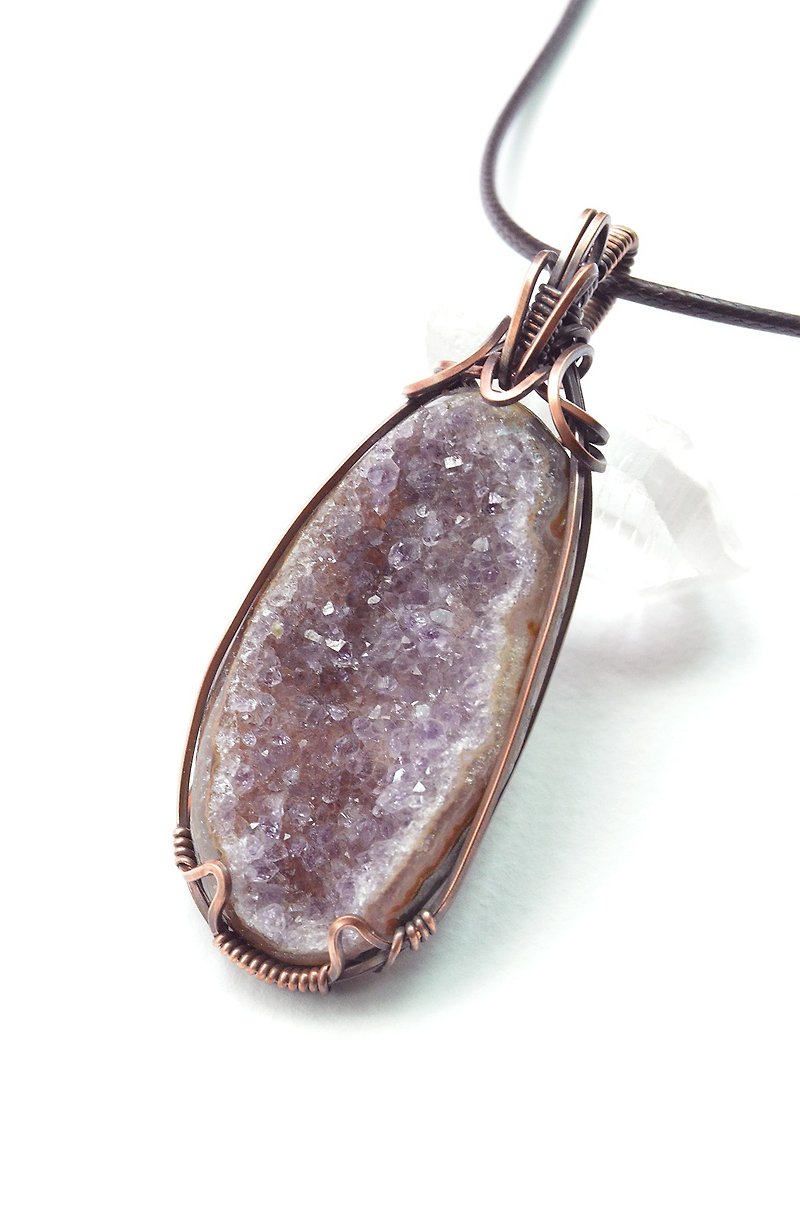 [Purple Hills] - Metal Wire Weaving - Amethyst Cluster Amethyst Necklace - Necklaces - Other Metals Purple