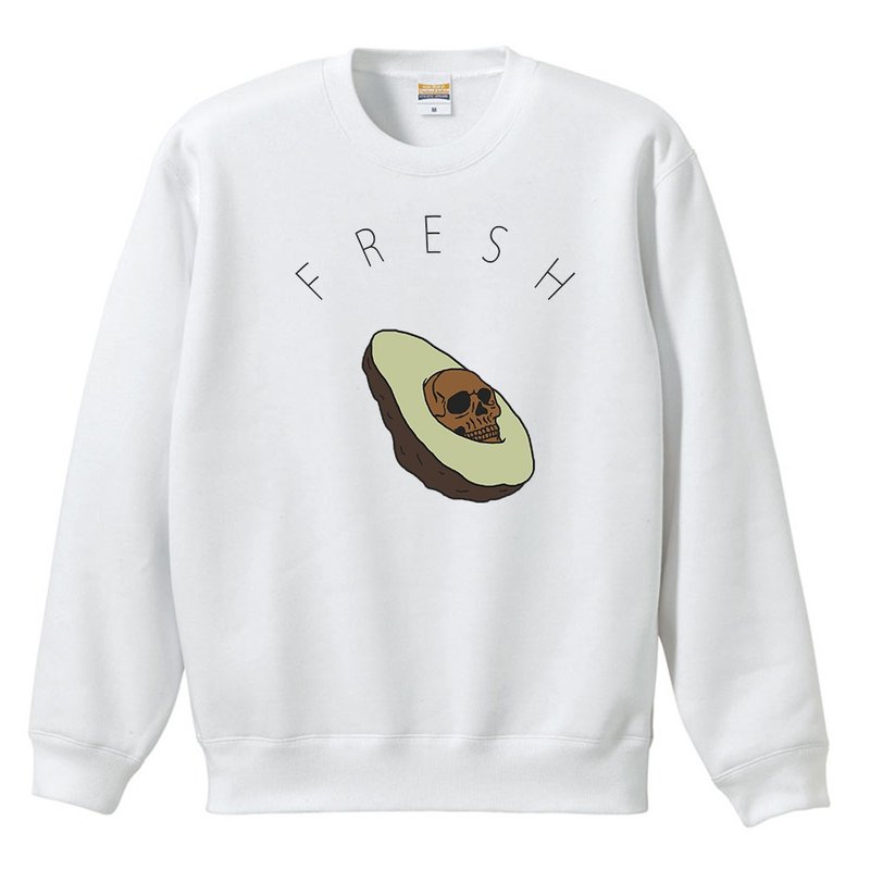 sweat / Creepy avocado - 男 T 恤 - 棉．麻 白色