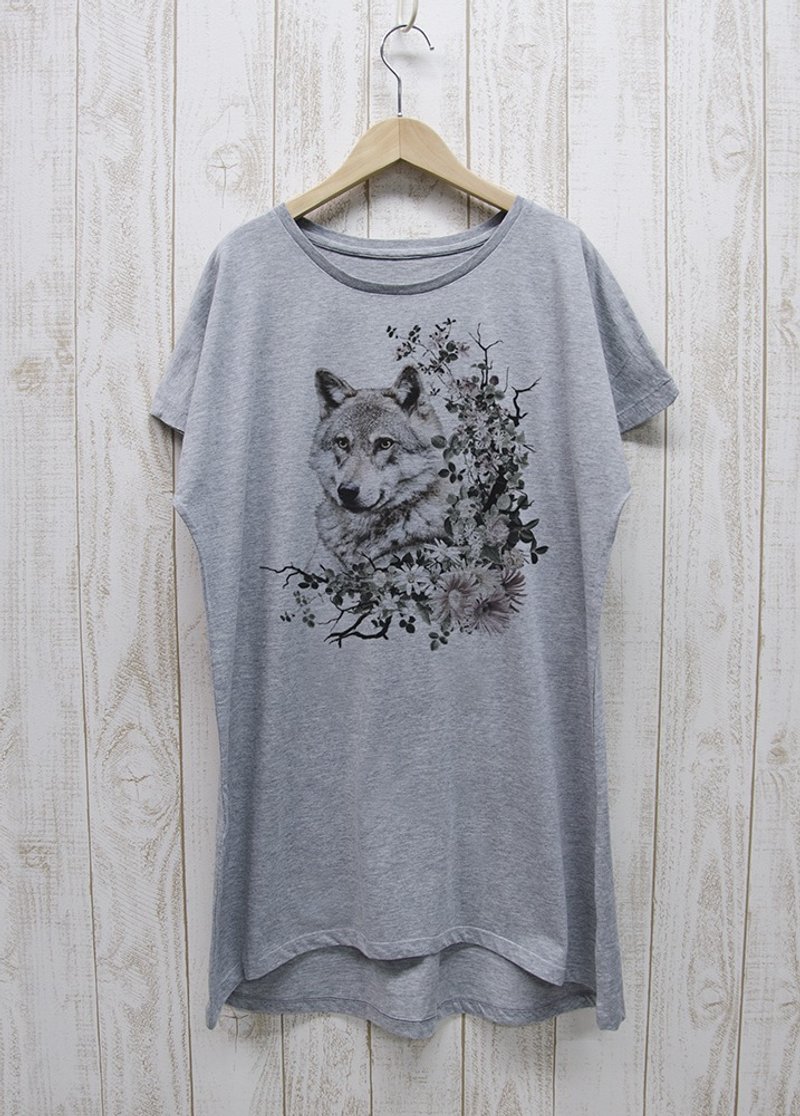 ronronWOLF ワンピースTee　Calld?　ヘザーグレー / R035-O-GR - 洋裝/連身裙 - 棉．麻 灰色