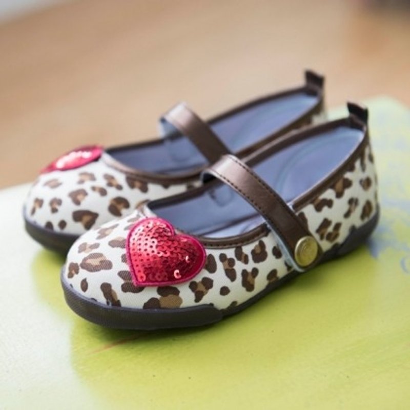 Hera love sequined Leopard doll shoes - รองเท้าเด็ก - วัสดุอื่นๆ สีแดง