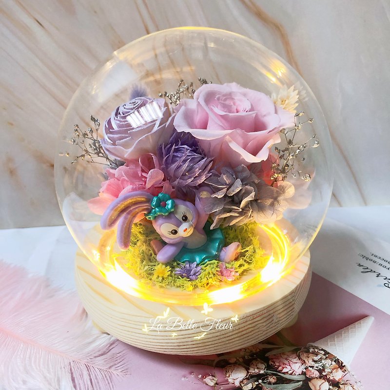 24hr shipment [Stella] Everlasting Flower Night Light Glass Cup/Star Dew/Birthday Gift - ช่อดอกไม้แห้ง - พืช/ดอกไม้ สีม่วง