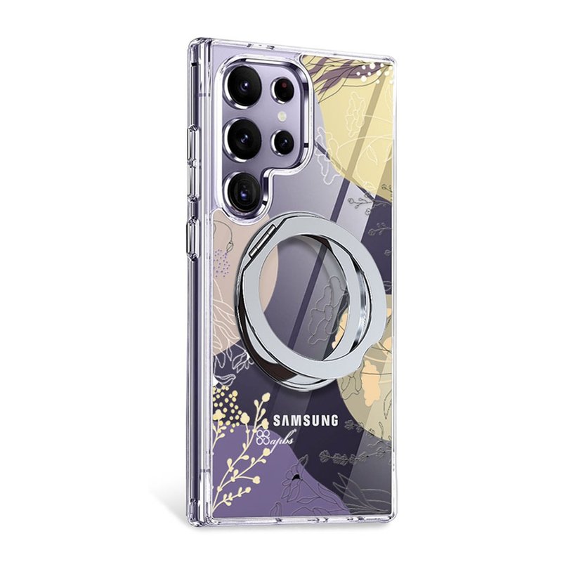 apbs Samsung S25/S24/A56 軍規360旋轉磁吸立架手機殼-幾何花語 - 手機殼/手機套 - 其他材質 多色