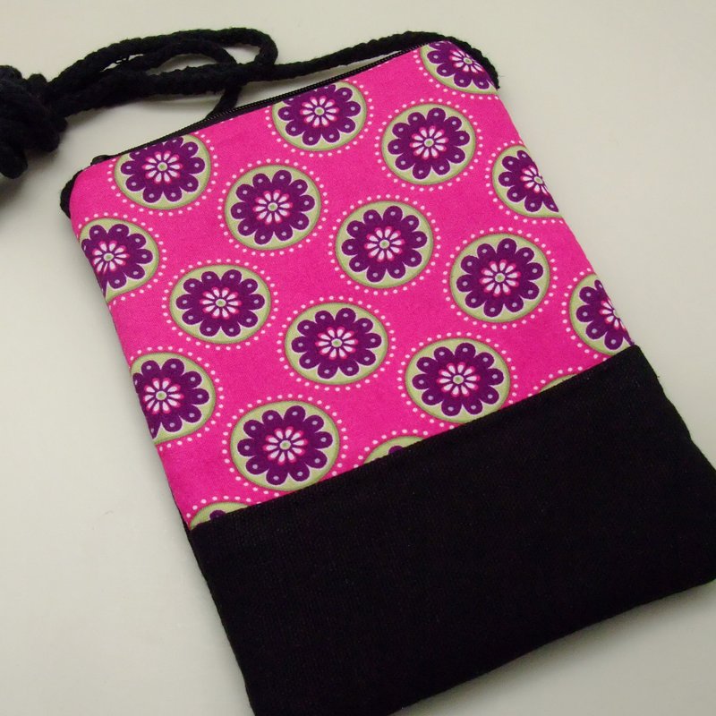 Phone bag/shoulder bag/baby backpack/mobile phone bag~Flower pattern (D13) - กระเป๋าแมสเซนเจอร์ - ผ้าฝ้าย/ผ้าลินิน สึชมพู