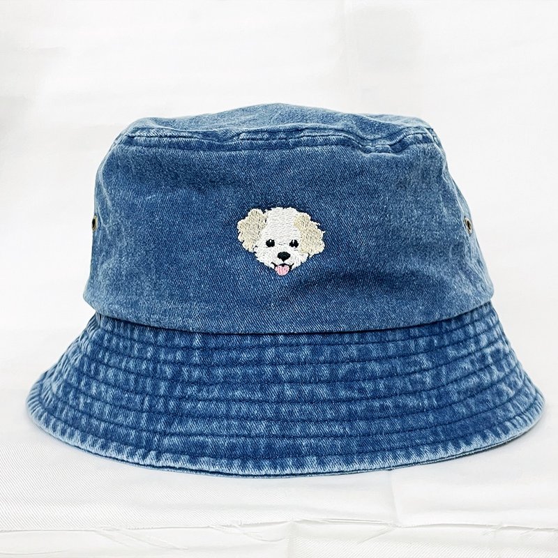 [Christmas Gift Box] Customized Pet Q Version Avatar Embroidery | Vintage Washed Fisherman Hat_2 Gift Box Set - Hats & Caps - Thread Multicolor