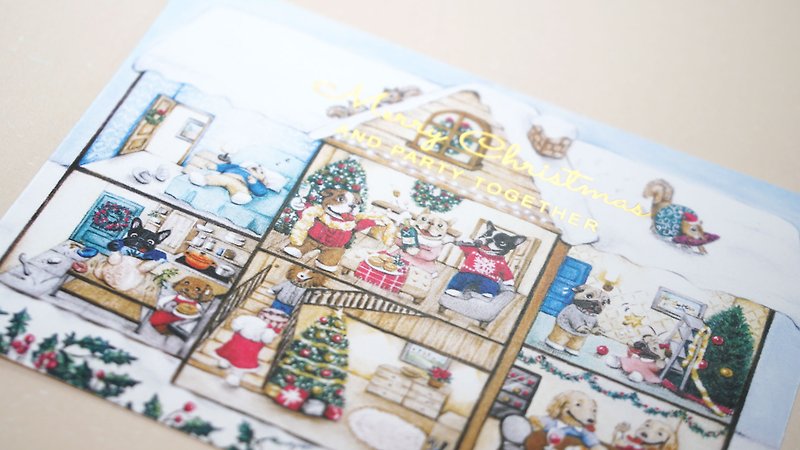 French Bulldog Illustration Christmas Postcard 【5 Piece】 - Cards & Postcards - Paper 