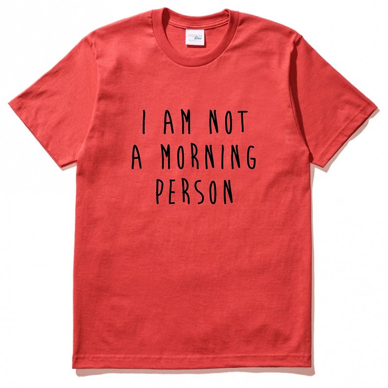 I AM NOT A MORNING PERSON red t-shirt - เสื้อผู้หญิง - ผ้าฝ้าย/ผ้าลินิน สีแดง