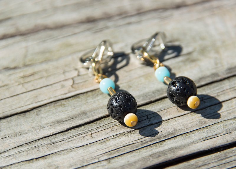Handmade Earrings | Lava Stone - Earrings & Clip-ons - Gemstone Black