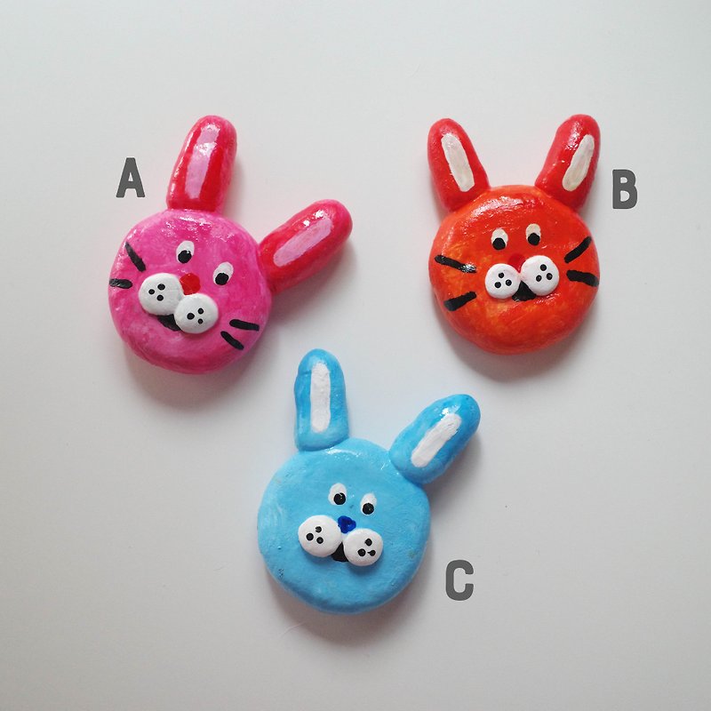Rabbit handmade shape magnet - Magnets - Clay Multicolor