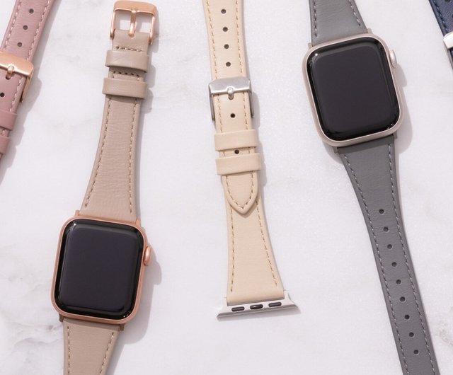 Apple Watch 42/44/45/49mm 莫蘭迪仕女真皮錶帶- 設計館GRAMAS 錶帶