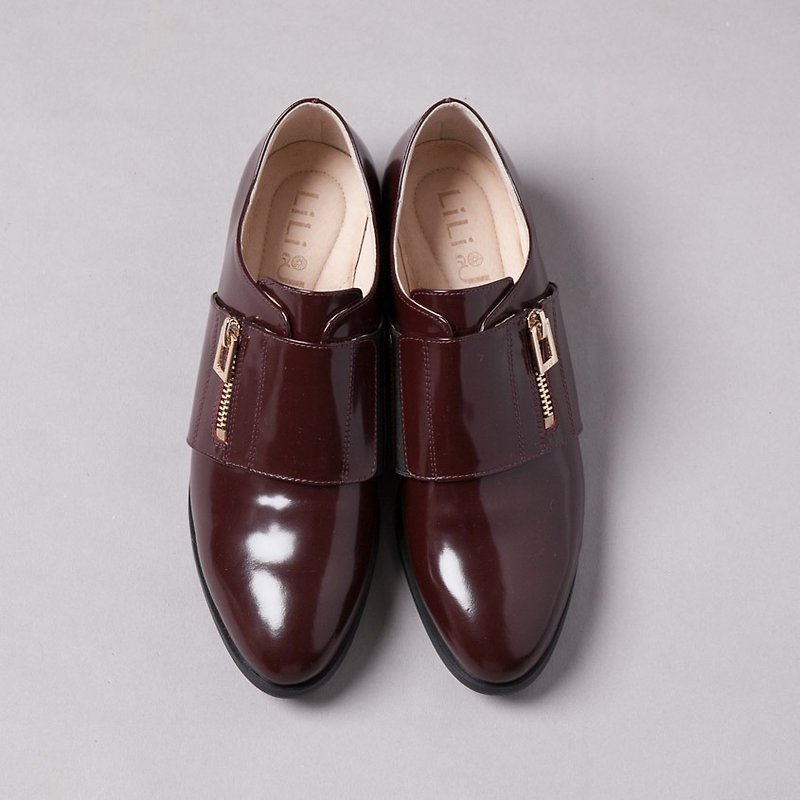 [Venice rhythm] fine leather cowhide shoes - retro wine red (22.5 and 23) - รองเท้าอ็อกฟอร์ดผู้หญิง - หนังแท้ สีแดง
