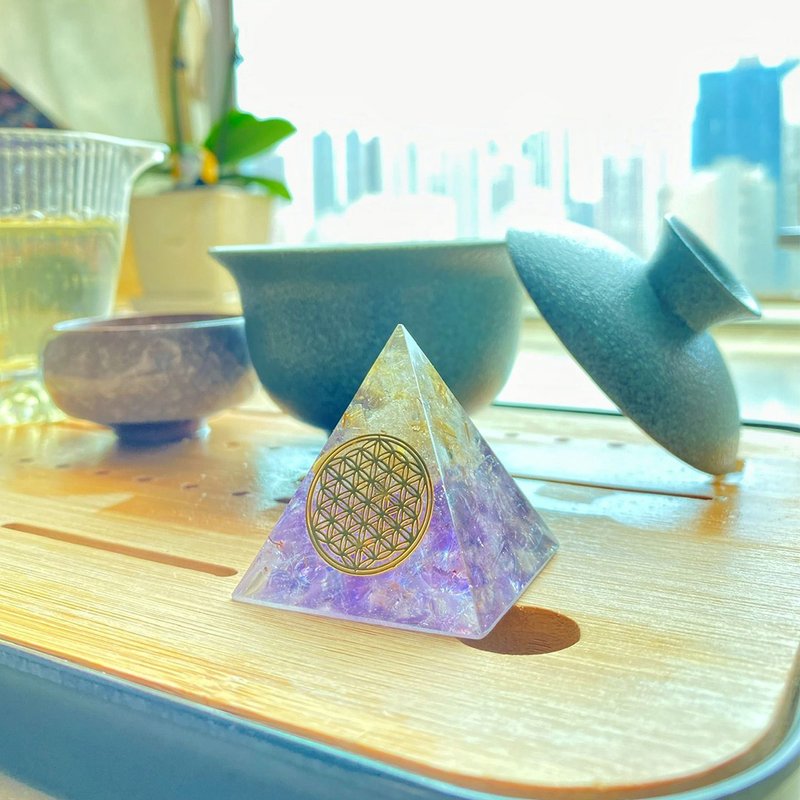 【金髮晶+淺紫水晶】奧根能量塔Orgonite (6cm/5cm/4cm) - 擺飾/家飾品 - 水晶 