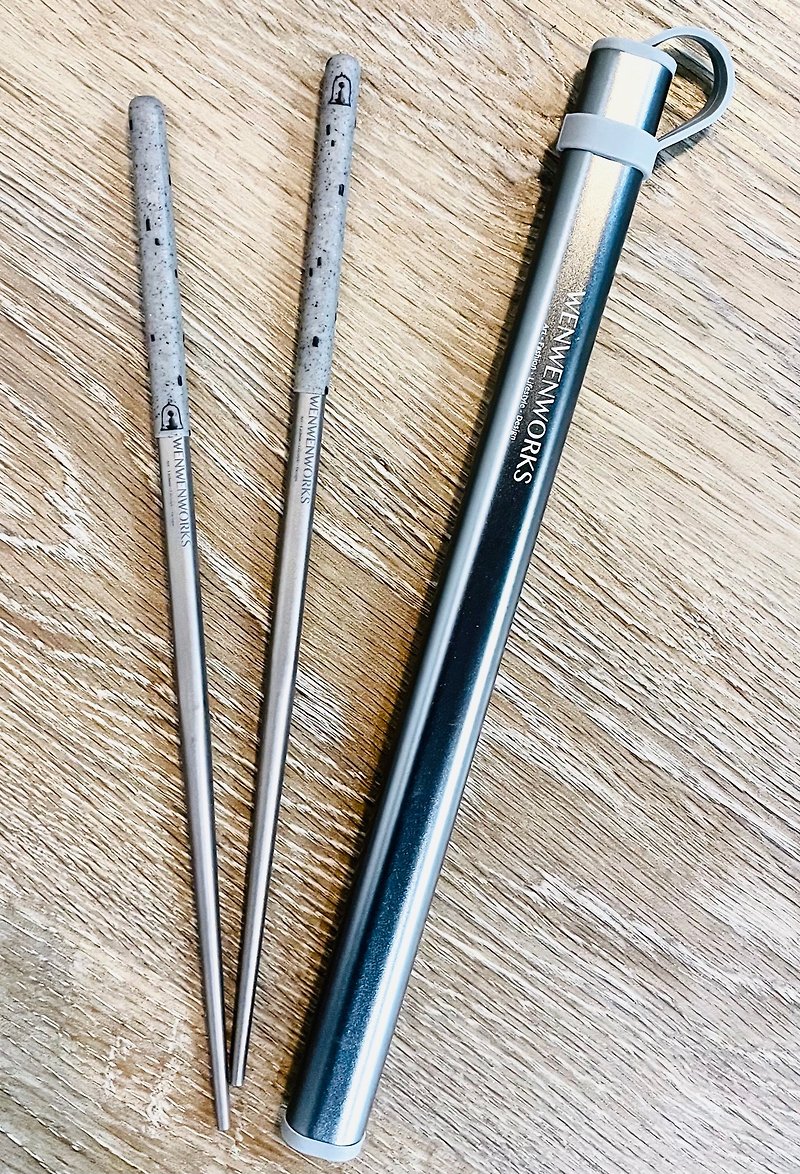 Pure titanium chopsticks [unique handmade] ZEN series l intertek inspection - Chopsticks - Other Metals Black