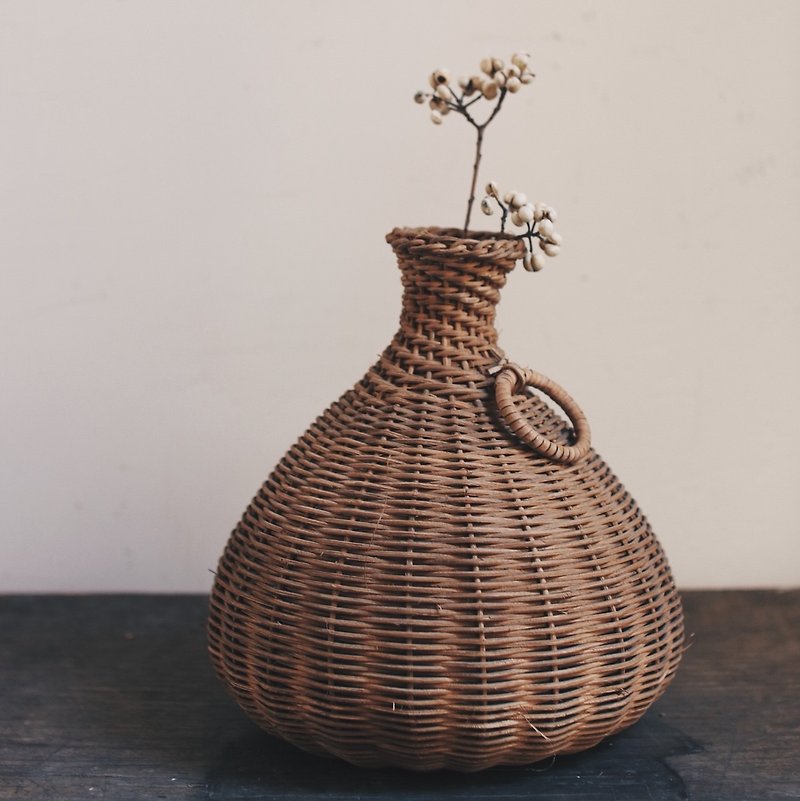 日治時期籐編魚簍 - 花瓶/陶器 - 竹 咖啡色