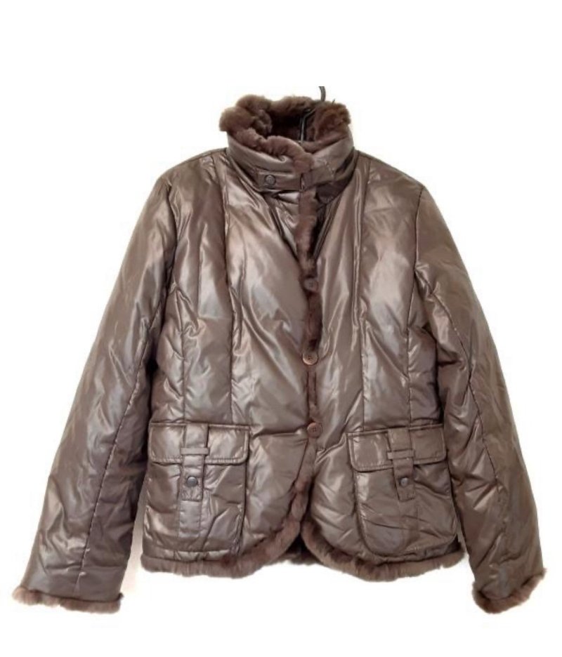 Max Mara second-hand down jacket - เสื้อสูท/เสื้อคลุมยาว - ขนของสัตว์ปีก สีนำ้ตาล