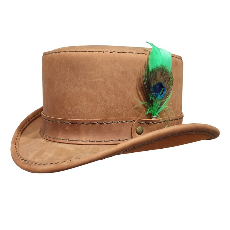 Stoker Leather Top Hat - หมวก - หนังแท้ สีนำ้ตาล