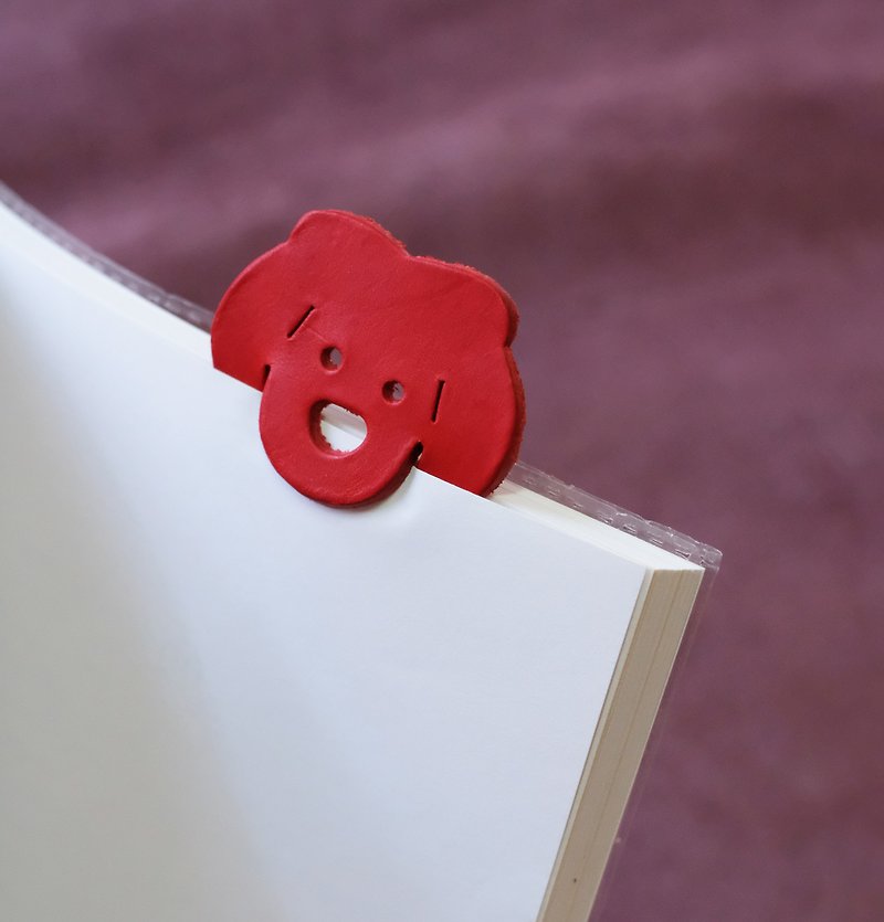 Leather Bookmark / Cute Animal Bookmark / Gift for Book Lovers - Lion Red - Bookmarks - Genuine Leather Red