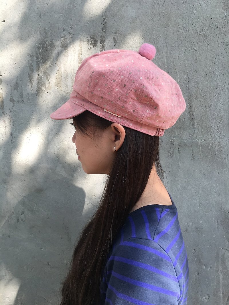 *1 + 1 = 5 / small box with candy pink wool felt ball Qiu Bao bonnet / hat shape* - หมวก - ผ้าฝ้าย/ผ้าลินิน สึชมพู