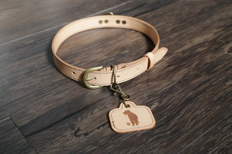Yichuang Small Room | Customized vegetable tanned leather pet hair child collar tag - Collars & Leashes - Genuine Leather 
