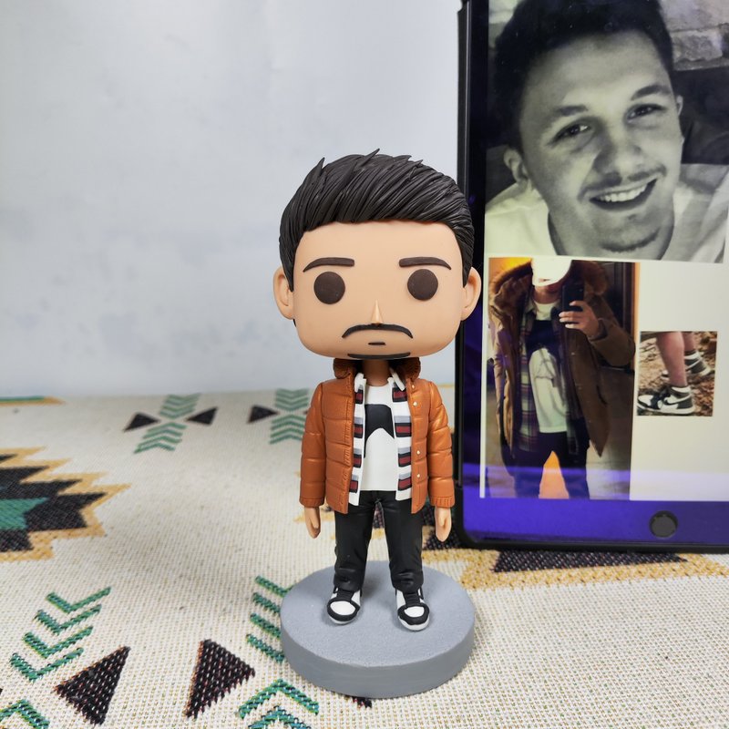 Handmade custom-made American Funko Pop self-portrait doll boyfriend and husband birthday gift - Stuffed Dolls & Figurines - Clay Multicolor