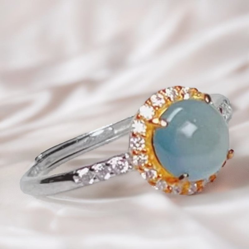 Ice Jade Cabochon Ring 925 Silver| Natural Grade A Jadeite | Gift - General Rings - Jade Transparent