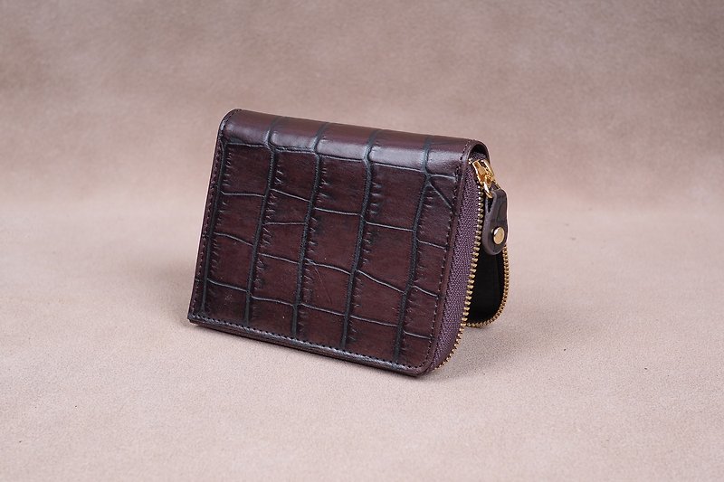 Zipper Wallet / Coin Wallet / Italy Cow Leather(Wine) - 零錢包/小錢包 - 真皮 