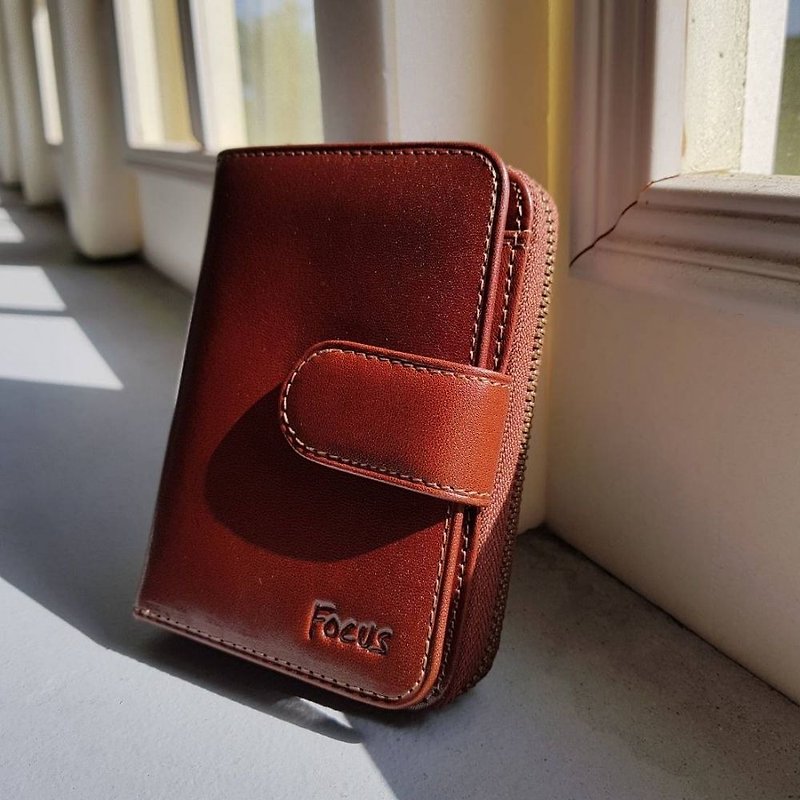 [Mother's Day Gift] Genuine Leather Mid-fold Wallet / Women's Mid-fold Wallet with Multiple Card Holders for Coin / Women's Leather Wallet - กระเป๋าสตางค์ - หนังแท้ 